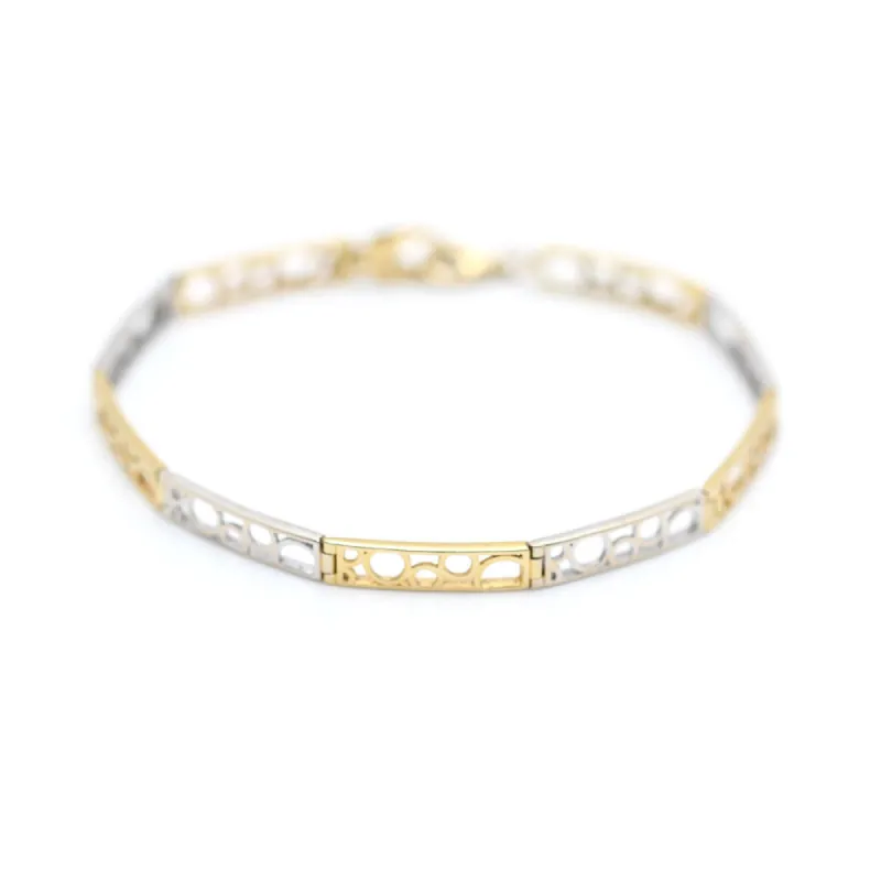 Bracelet ajouré bicolore en or blanc et jaune made by 58 Facettes