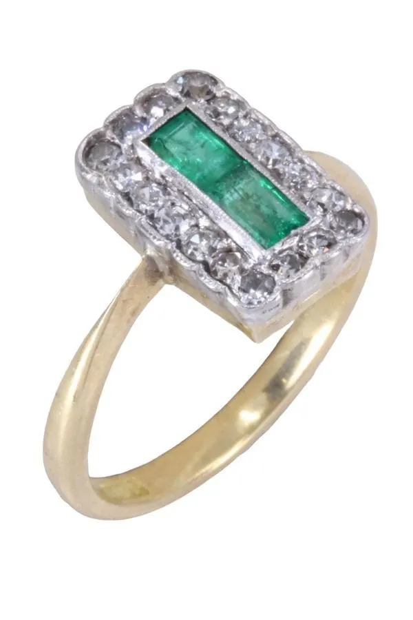 BAGUE ANCIENNE ÉMERAUDES ET DIAMANTS sold by 58 Facettes product image thumbnail 4