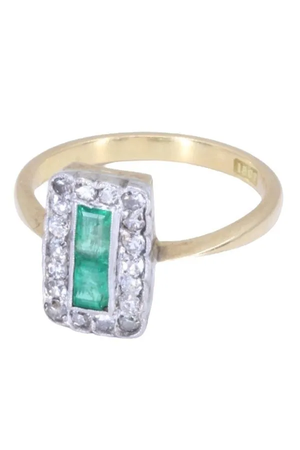 BAGUE ANCIENNE ÉMERAUDES ET DIAMANTS sold by 58 Facettes