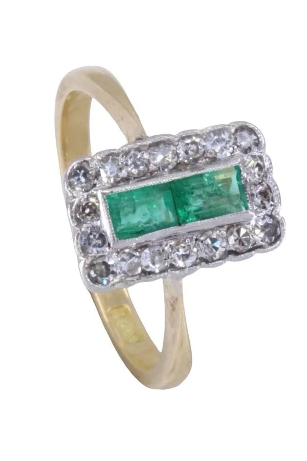 BAGUE ANCIENNE ÉMERAUDES ET DIAMANTS sold by 58 Facettes product image thumbnail 5