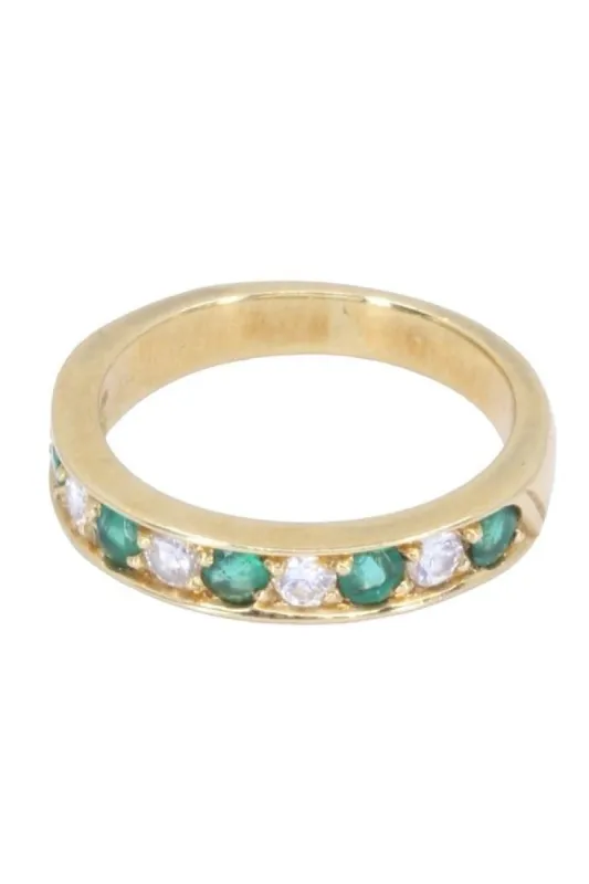 Demi alliance émeraudes et diamants sold by 58 Facettes