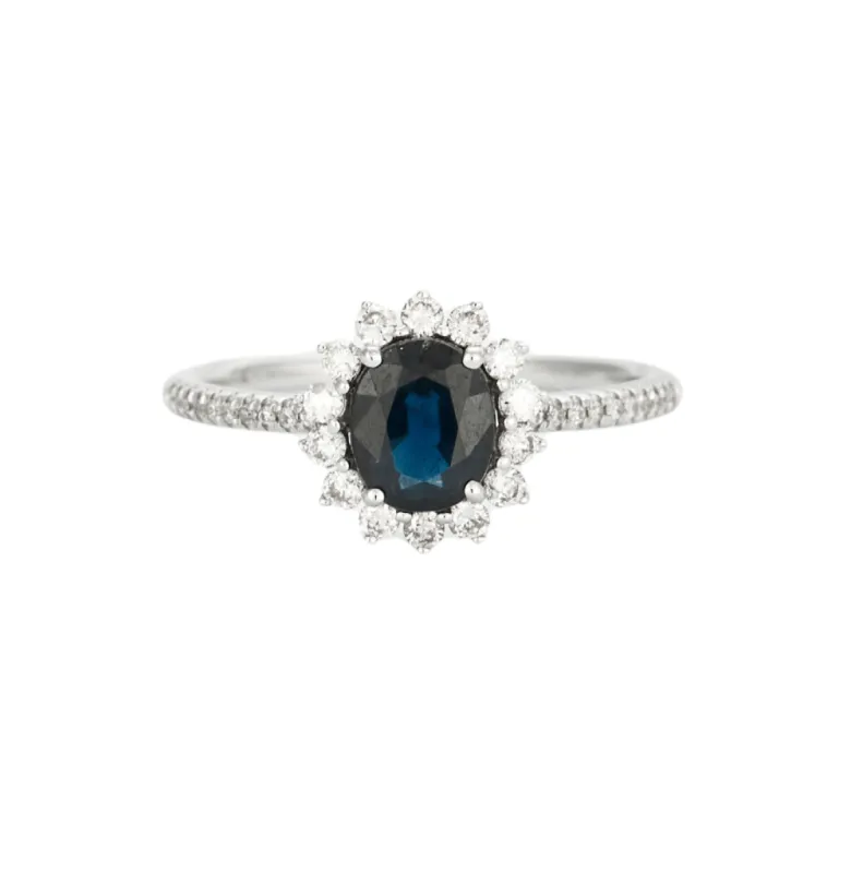 Jolie Bague en or blanc Saphir et diamants sold by 58 Facettes