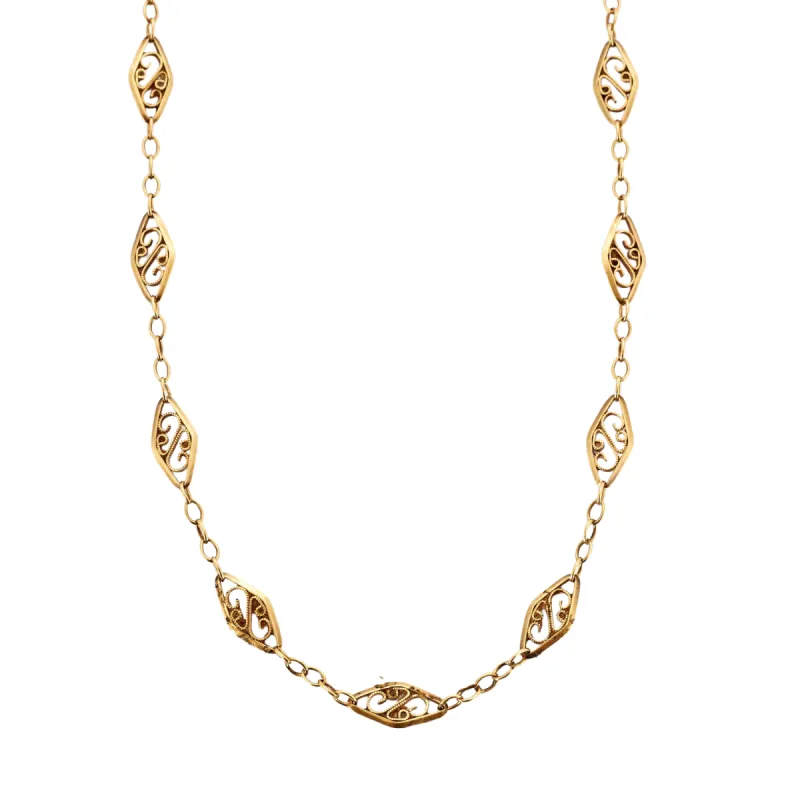 Collier or jaune maillons filigranés sold by 58 Facettes