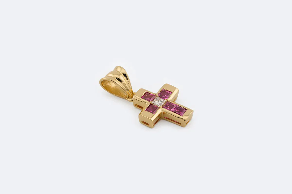 Crocifisso - Pendentif en or jaune 18 kt avec rubis et diamants sold by 58 Facettes product image thumbnail 3