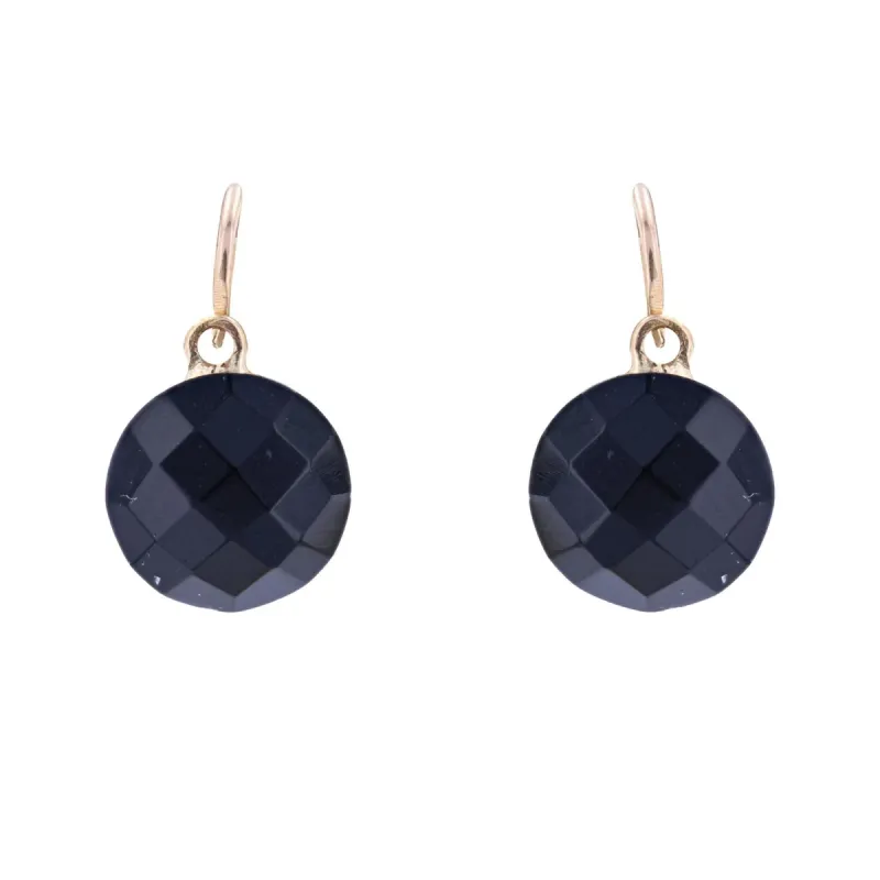 Dormeuses anciennes or verre noir facetté sold by 58 Facettes