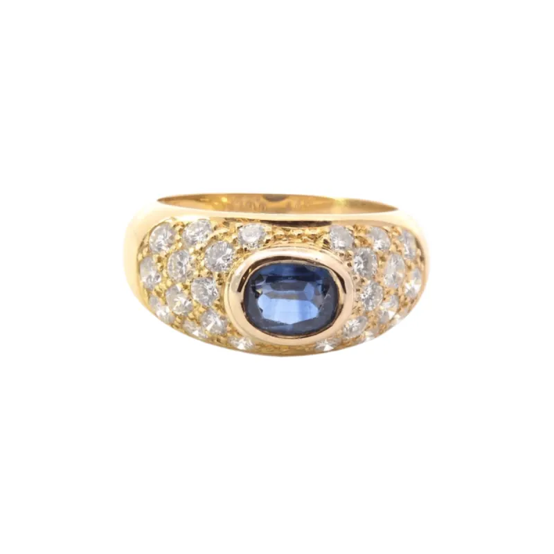 Bague Jonc Vintage Saphir, Diamant, Or Jaune sold by 58 Facettes