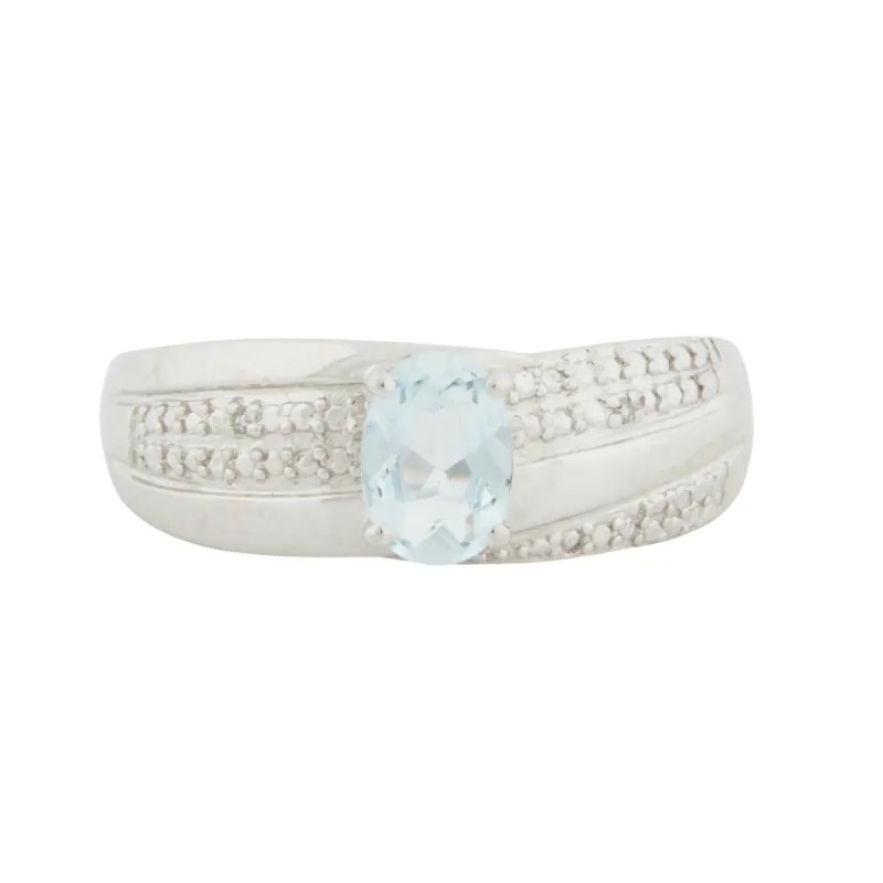 BAGUE OR BLANC AIGUE-MARINE sold by 58 Facettes