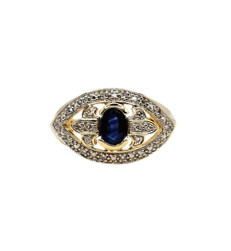 Bague or jaune saphir diamants sold by 58 Facettes