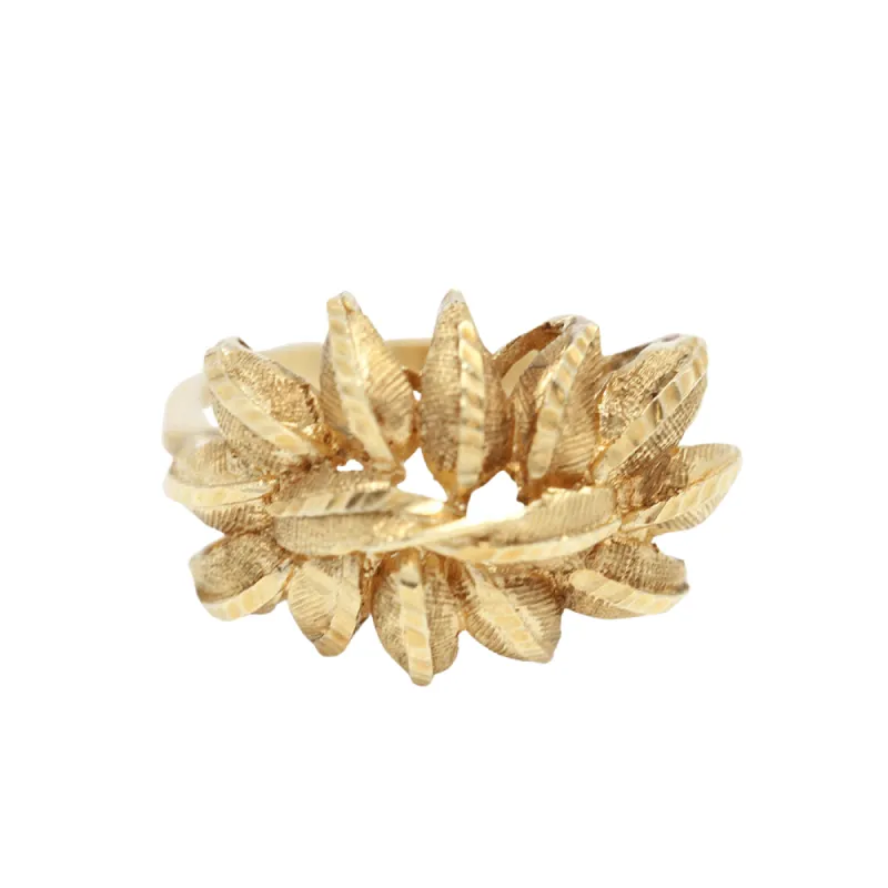 gold plant motif ring sold by 58 Facettes