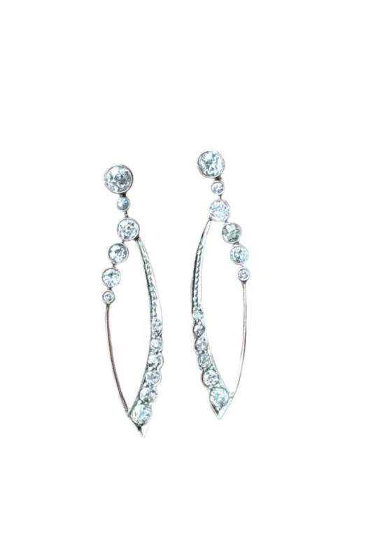 Boucles d'oreilles style Art Déco platine diamants 1,54ct sold by 58 Facettes