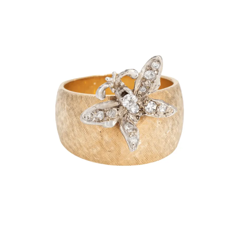 Bague Papillon Vintage Or Jaune Bande Diamant sold by 58 Facettes