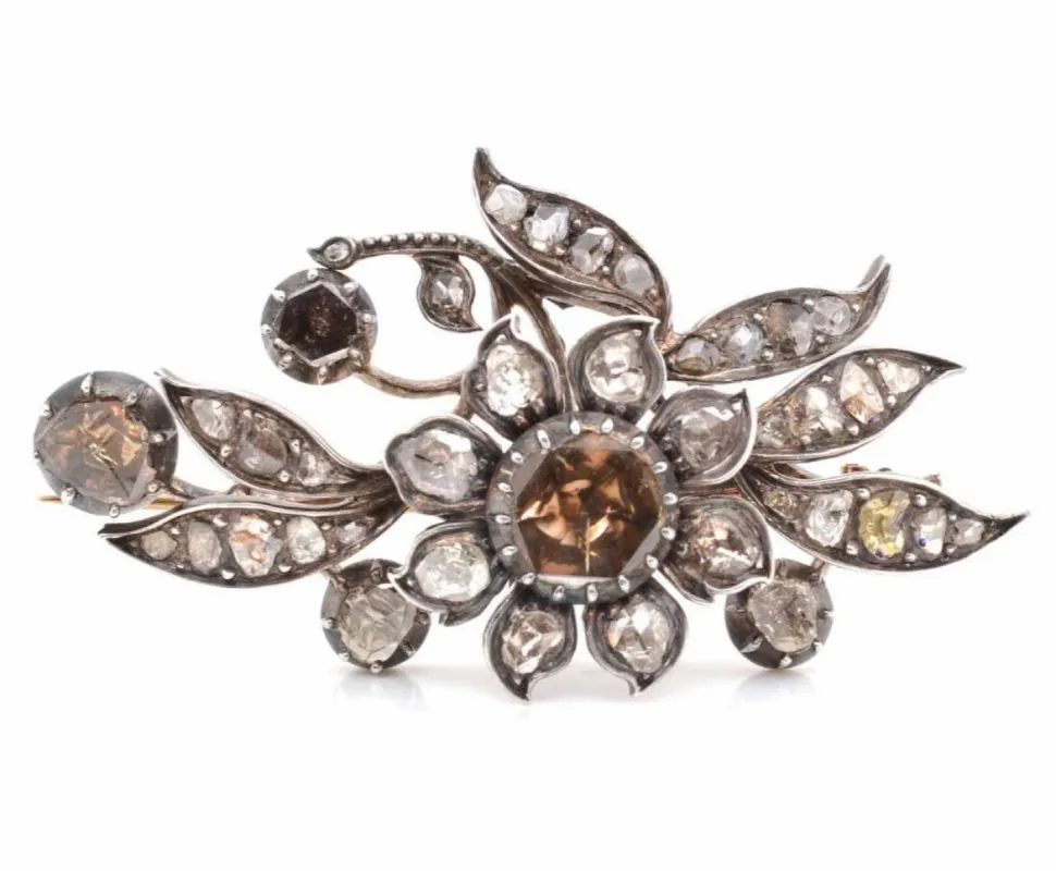 Broche 19e Or jaune Argent Diamant sold by 58 Facettes