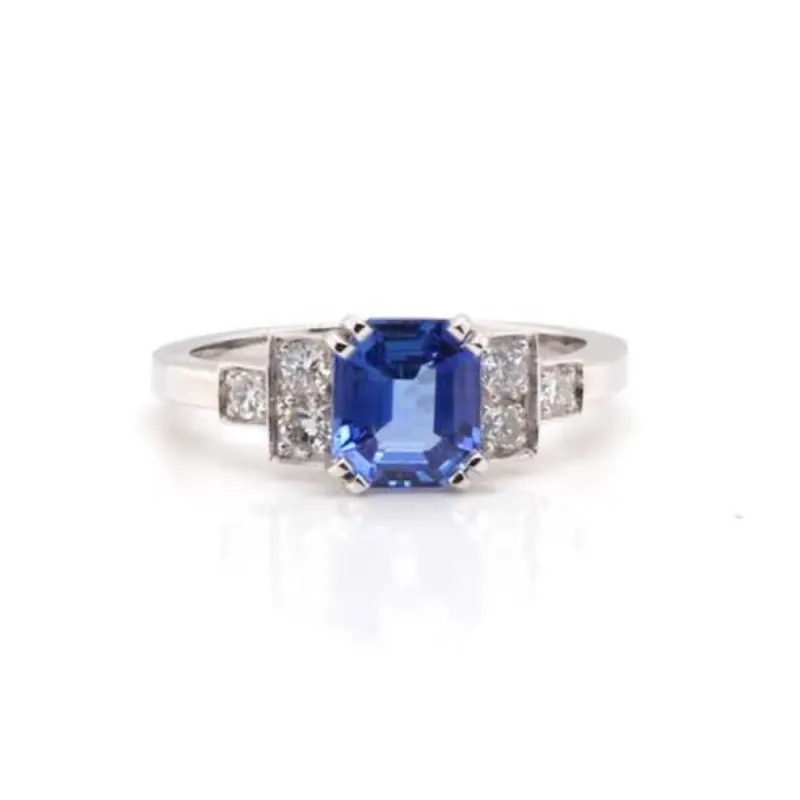 Bague Platine Saphir Diamants sold by 58 Facettes