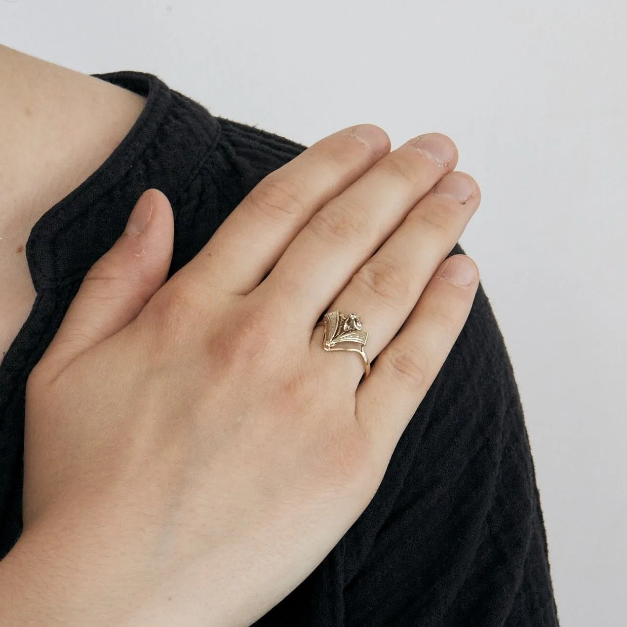 Bague aigrette diamant or rose et blanc Art Nouveau sold by 58 Facettes product image thumbnail 3