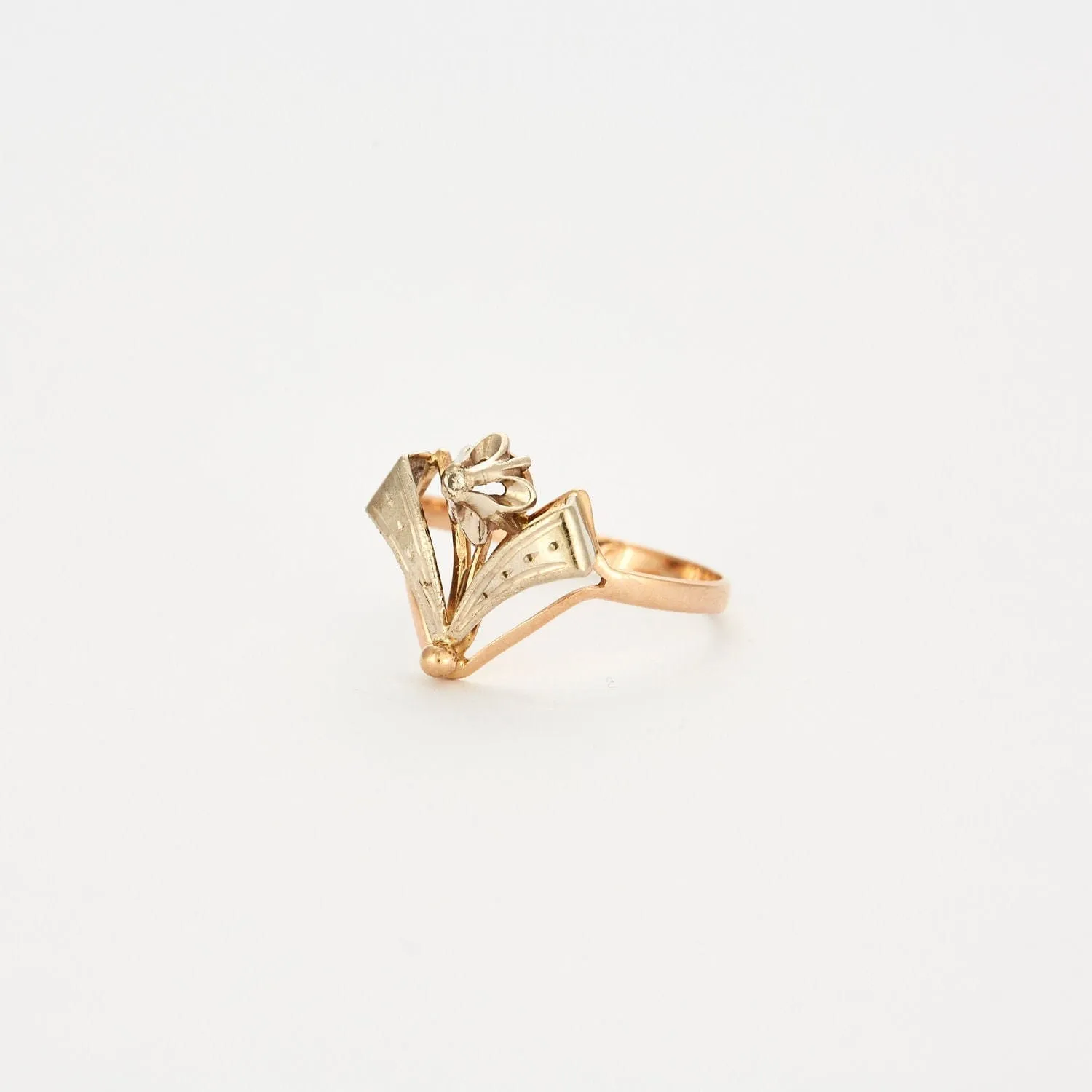 Bague aigrette diamant or rose et blanc Art Nouveau sold by 58 Facettes product image thumbnail 2