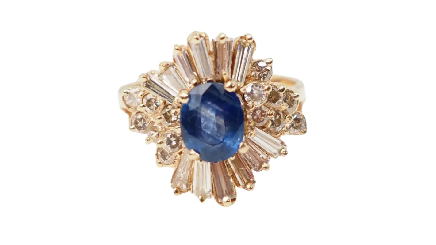 Bague or rose saphir et diamants sold by 58 Facettes