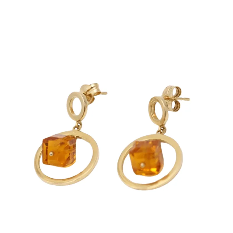 Boucles d'oreilles circulaires en or 18 carats avec citrine sold by 58 Facettes