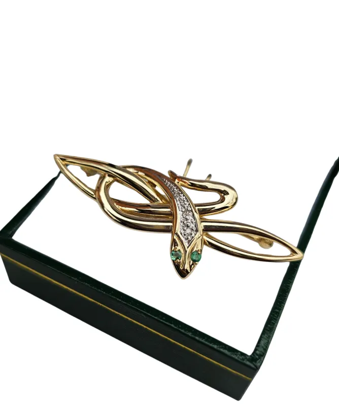 Broche serpent émeraudes sold by 58 Facettes