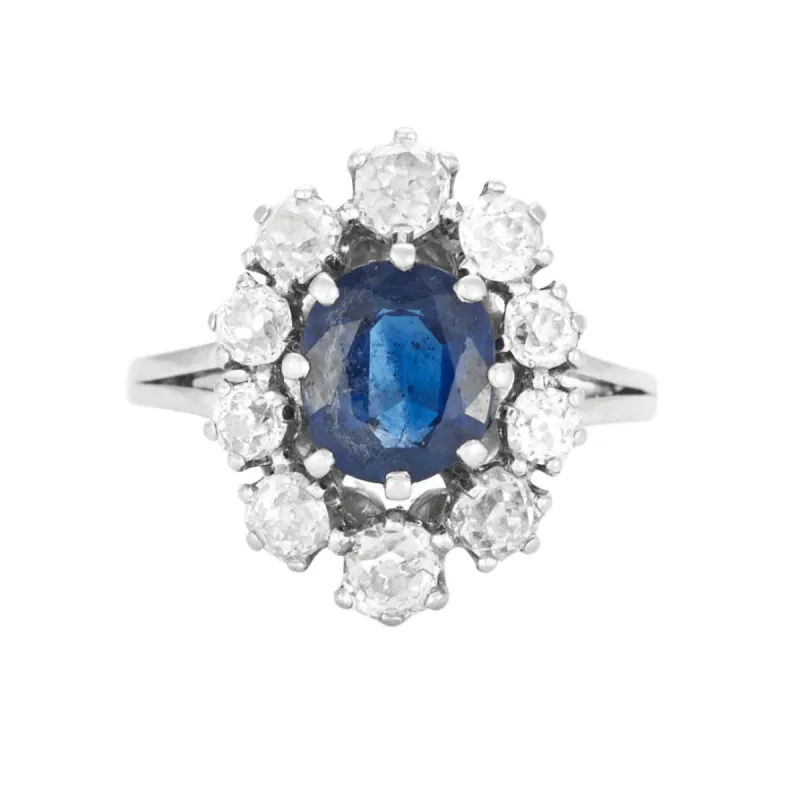 Bague platine, or gris saphir et diamants sold by 58 Facettes