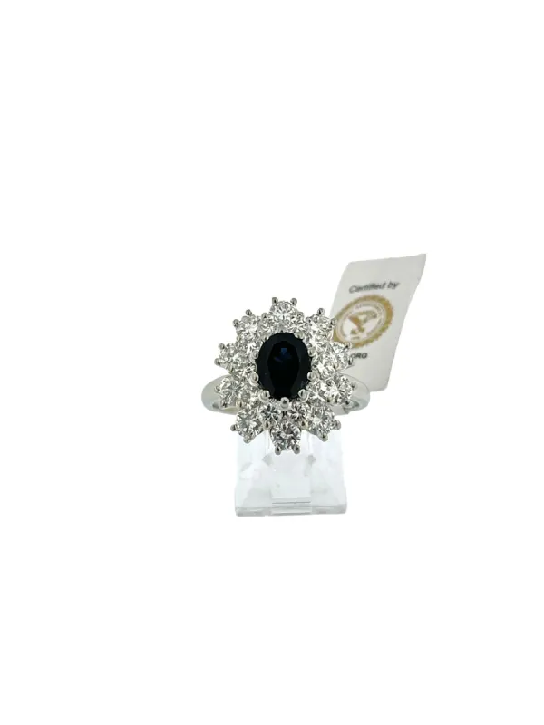 Bague or blanc saphir et diamants sold by 58 Facettes
