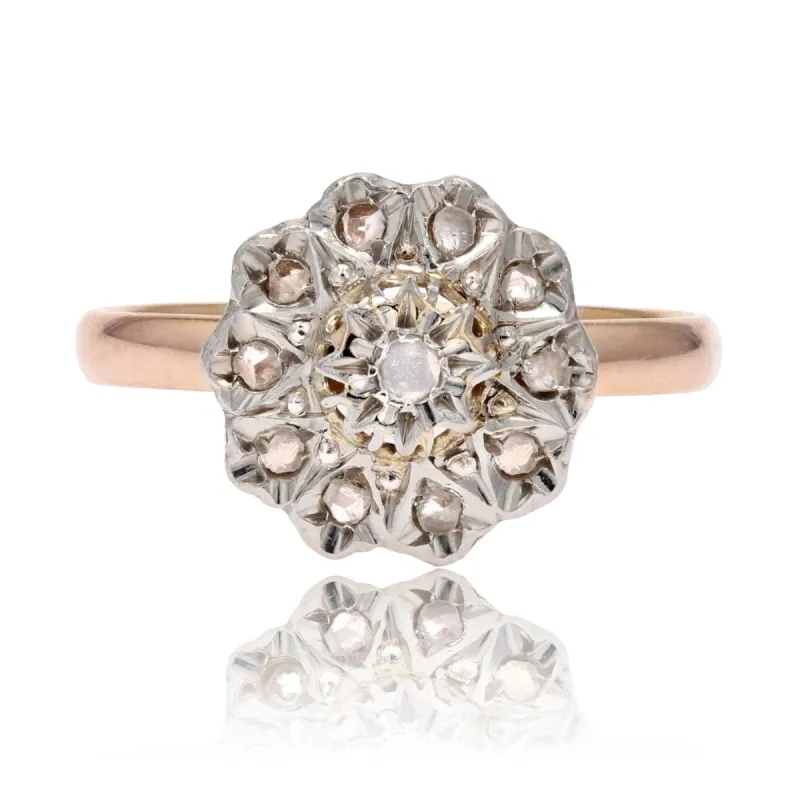 Bague fleur diamants or rose sold by 58 Facettes