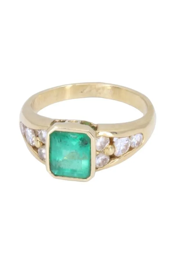 BAGUE MODERNE ÉMERAUDE ET DIAMANTS sold by 58 Facettes