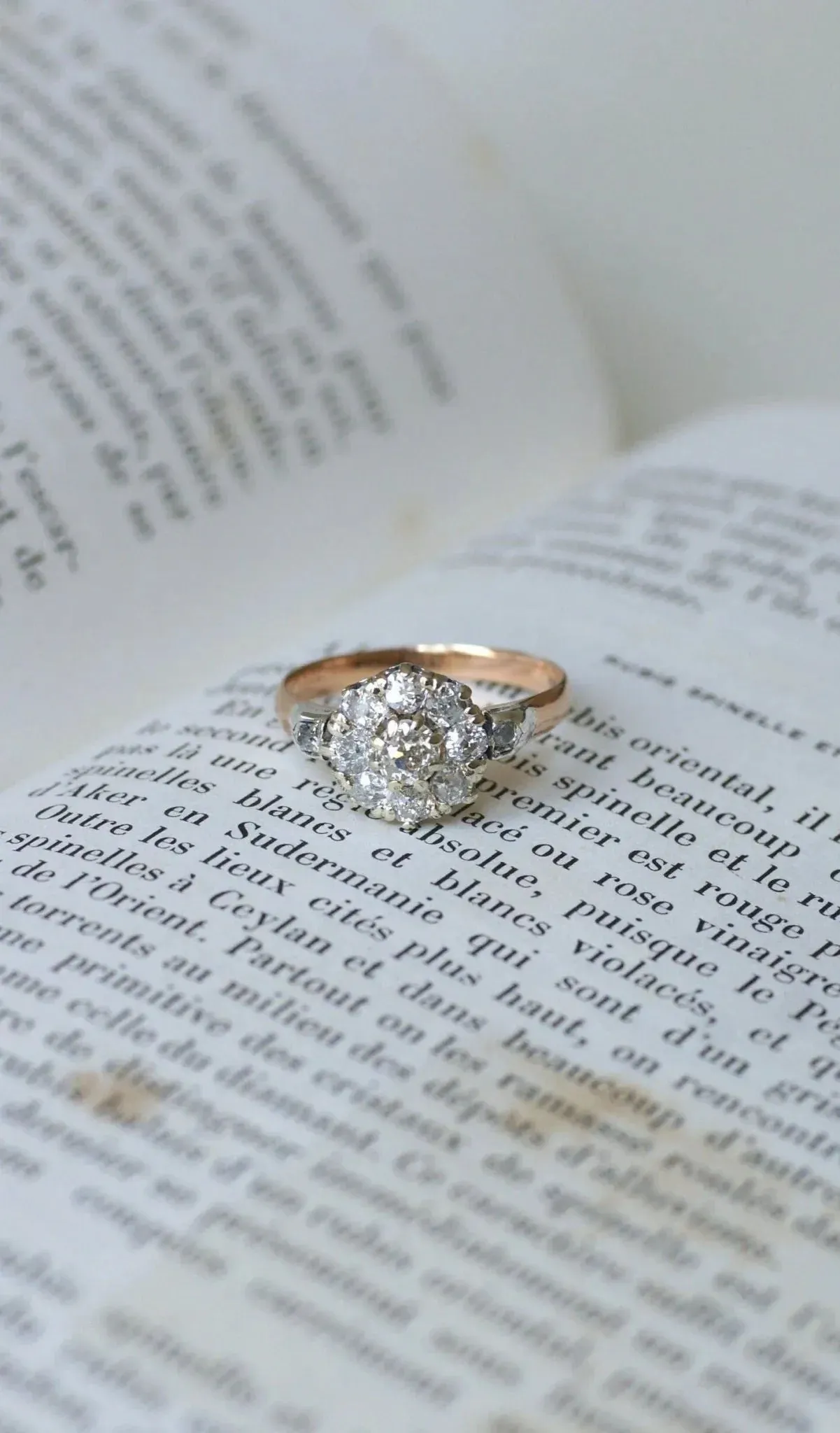 Bague marguerite or rose, platine et diamants sold by 58 Facettes product image thumbnail 4