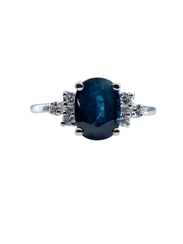 Bague en or blanc saphir et diamants sold by 58 Facettes