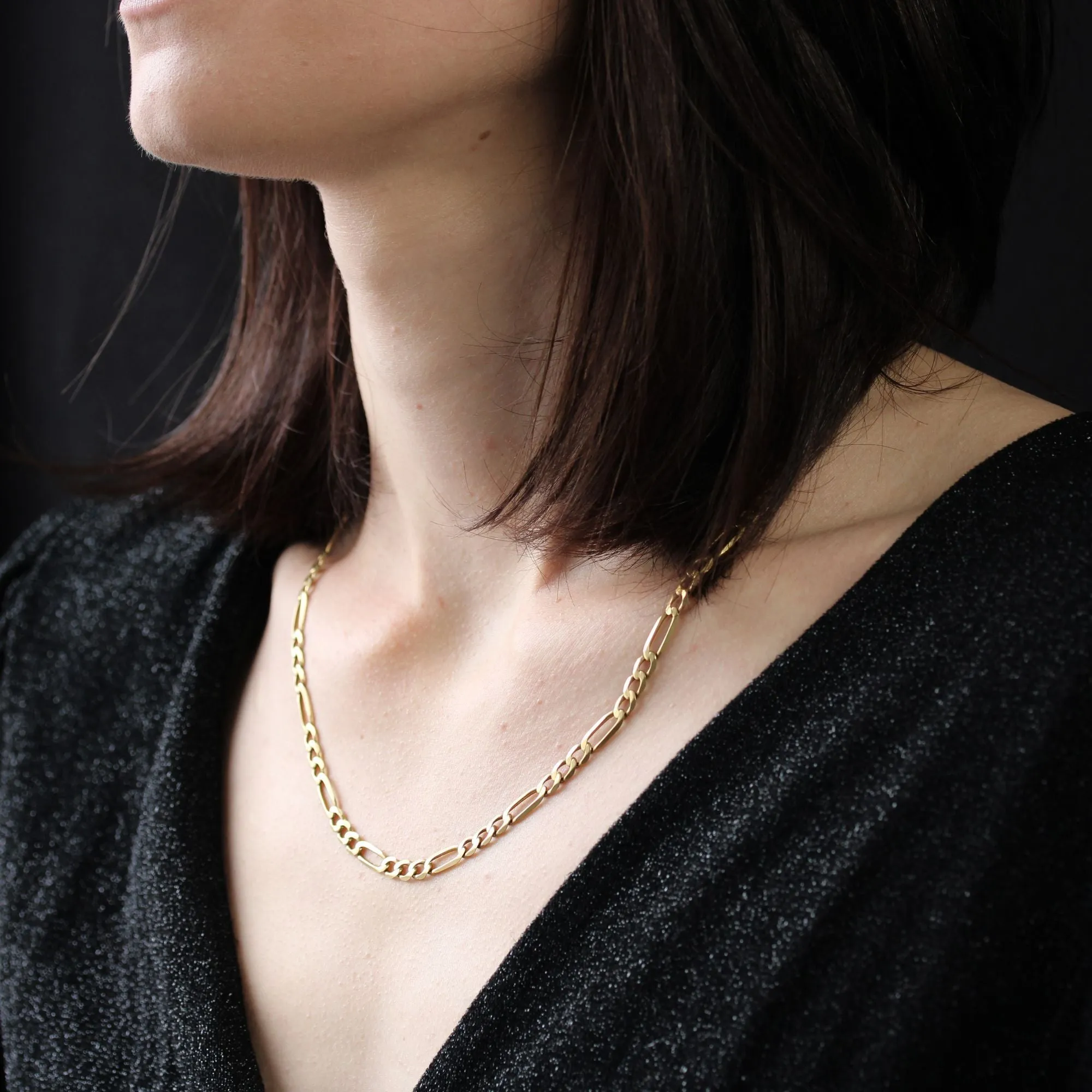 Chaine gourmette alternée limée or jaune plate sold by 58 Facettes product image thumbnail 2