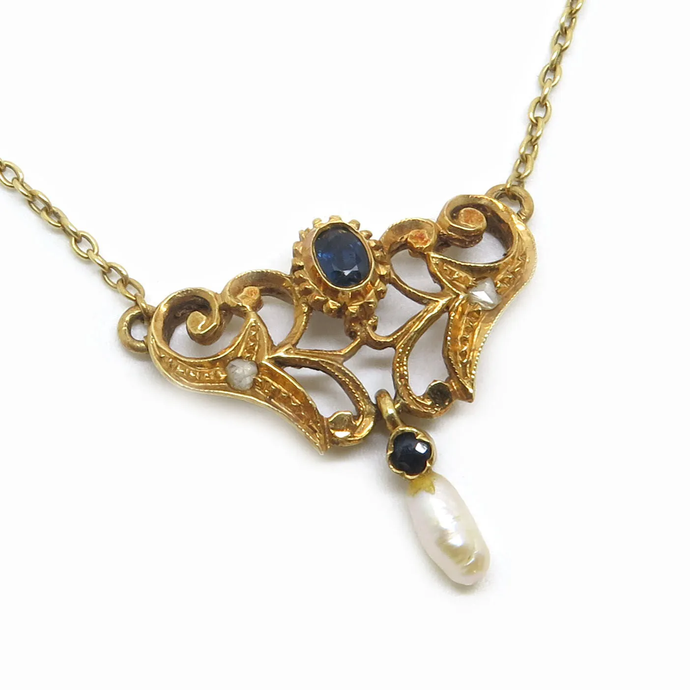 Collier en or rose, saphir et perle sold by 58 Facettes product image thumbnail 4