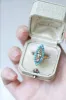 Bague marquise turquoises et diamants sold by 58 Facettes