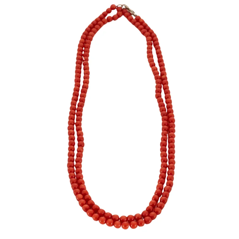 Collier deux rangs en corail méditerranéen made by 58 Facettes