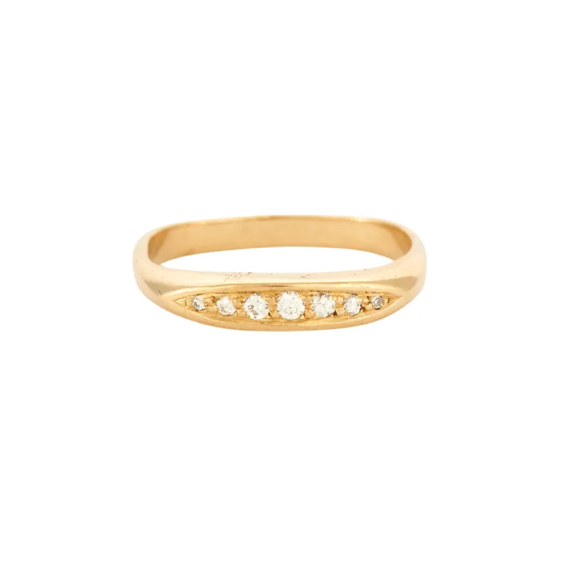 Bague carrée or jaune diamants sold by 58 Facettes