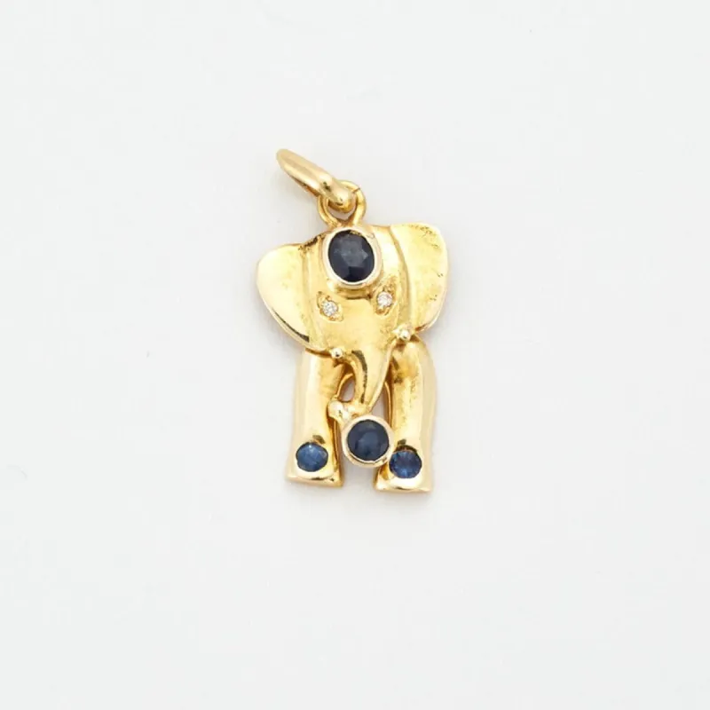 Pendentif Eléphant or et saphirs sold by 58 Facettes