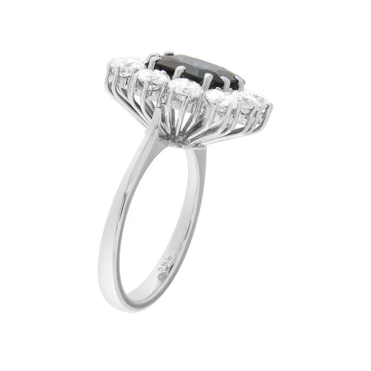 Bague or blanc saphir entourage diamants sold by 58 Facettes product image thumbnail 3