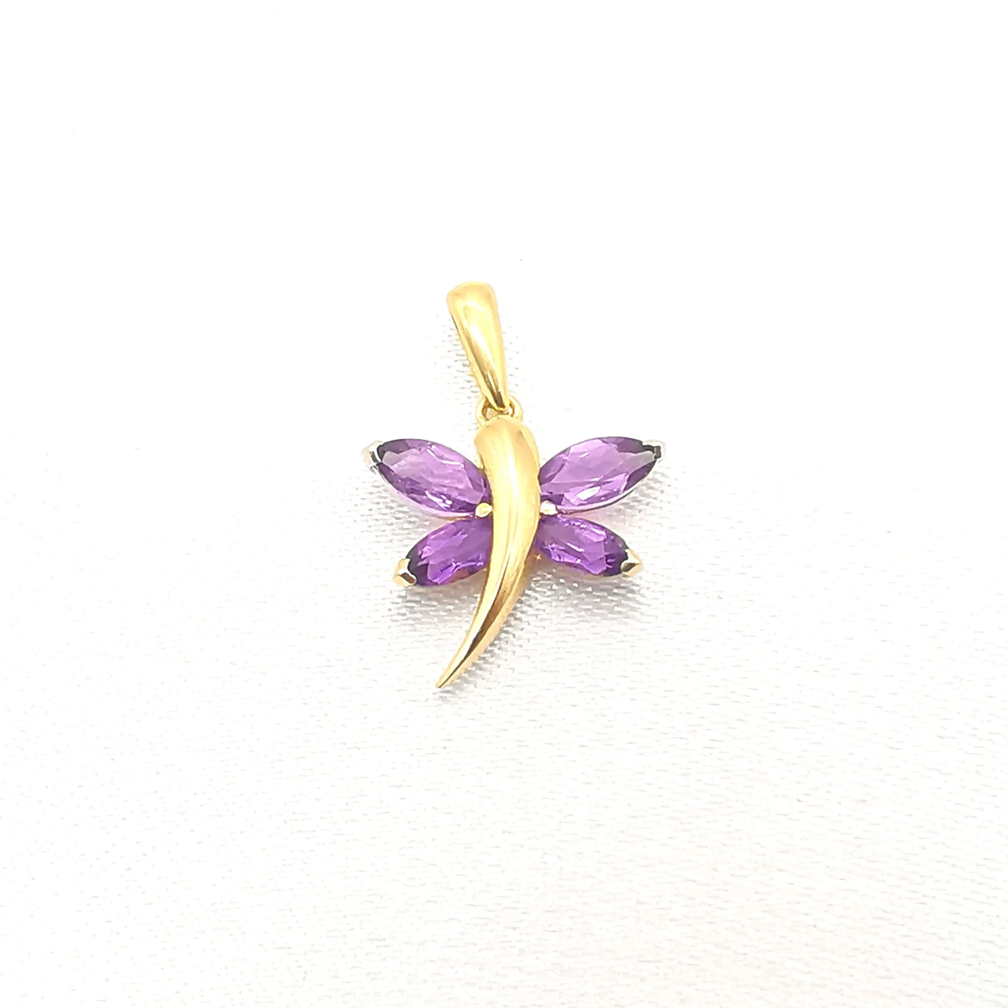 Pendentif Libellule or jaune améthyste sold by 58 Facettes