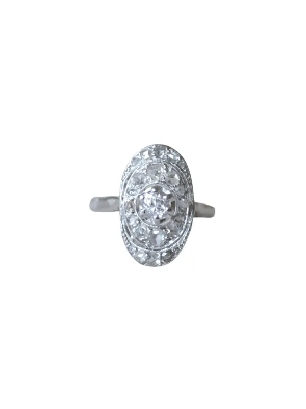 Bague Art Déco ovale or et diamants sold by 58 Facettes