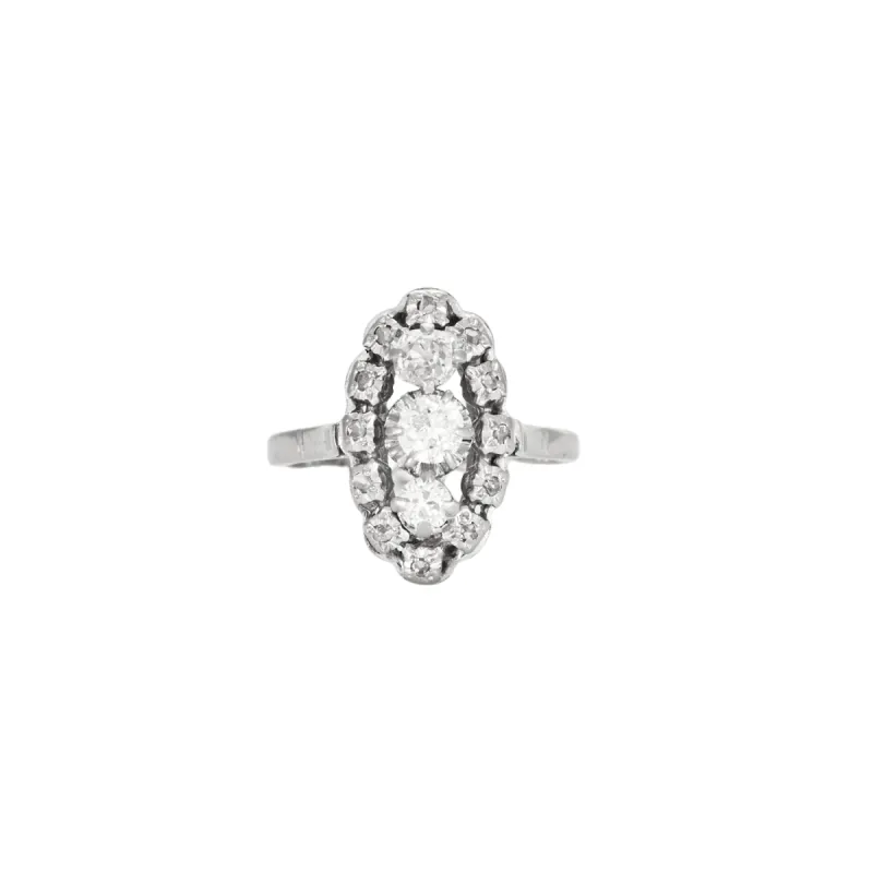 Bague marquise en or gris et diamants sold by 58 Facettes
