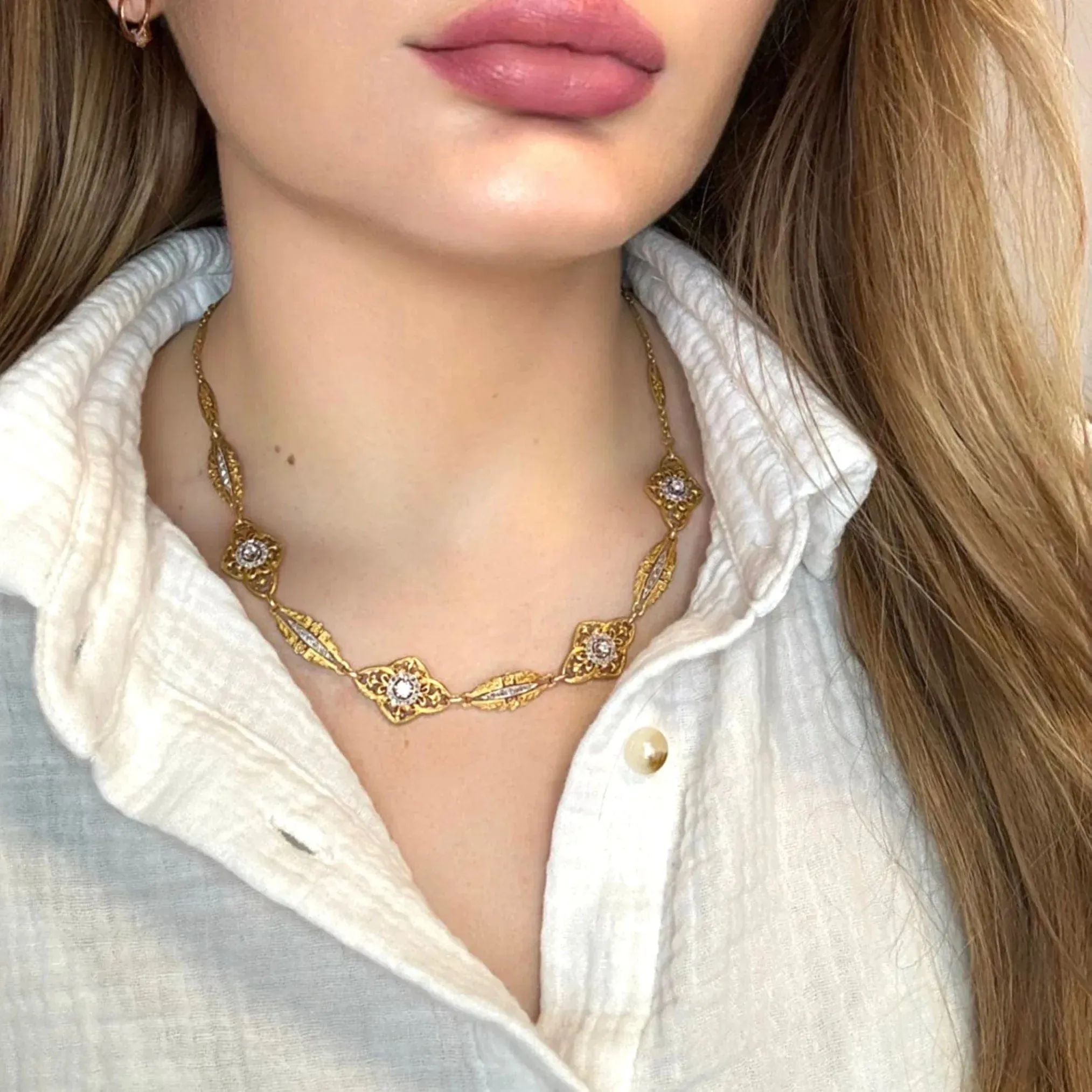 Collier Ancien or jaune et diamants sold by 58 Facettes product image thumbnail 2