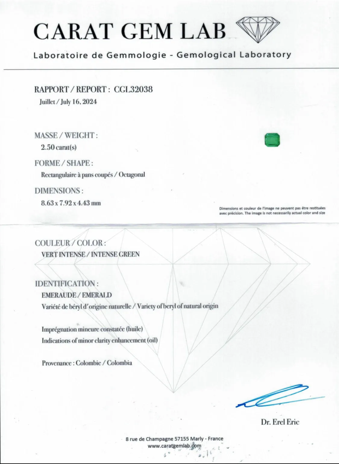 Bague style art déco or blanc émeraude diamants sold by 58 Facettes product image thumbnail 4