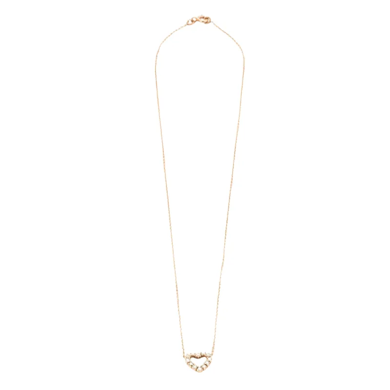 Collier cœur or rose et diamants sold by 58 Facettes