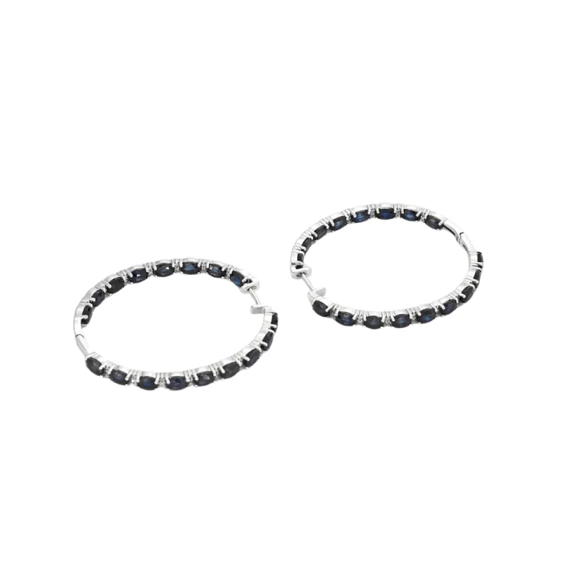 Boucles d'oreilles créoles saphirs et diamants sold by 58 Facettes