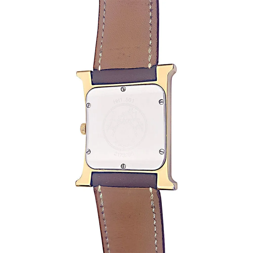 Montre Hermès, "Heure H", plaqué or, acier sur cuir. sold by 58 Facettes product image thumbnail 5