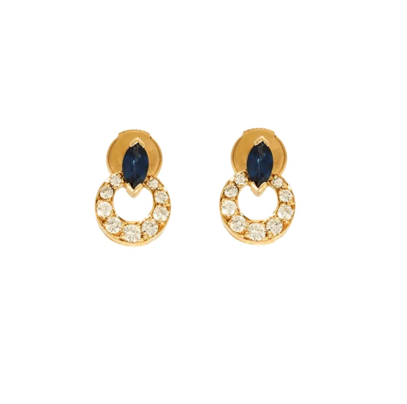 Boucles d'oreilles or jaune sertis de diamants et saphirs sold by 58 Facettes