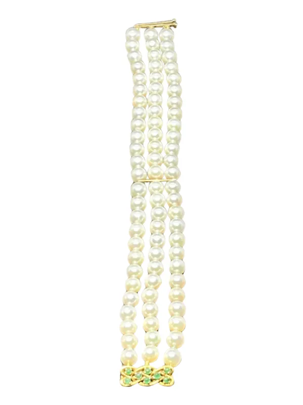 Bracelet Manchette 3 Rangs Perles De Culture Or Et émeraude sold by 58 Facettes