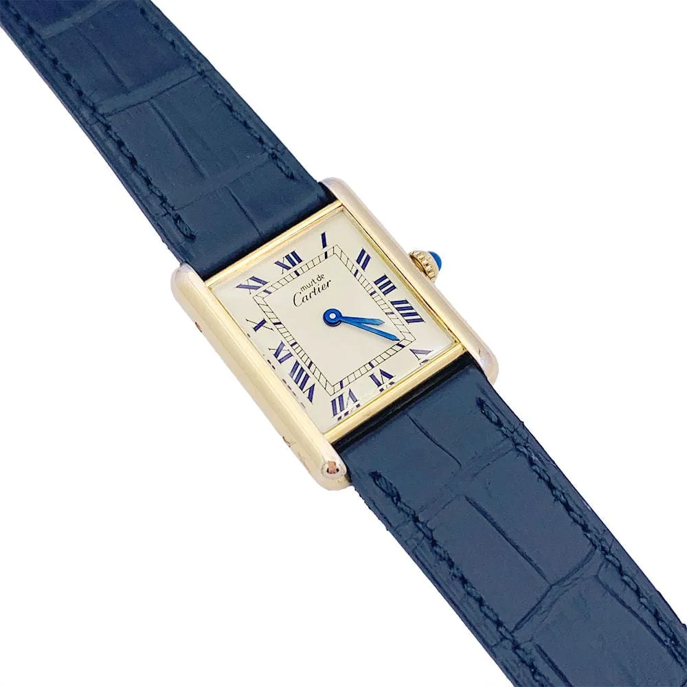 Montre Cartier, "Must de Cartier", plaqué or et argent, cuir. sold by 58 Facettes product image thumbnail 4
