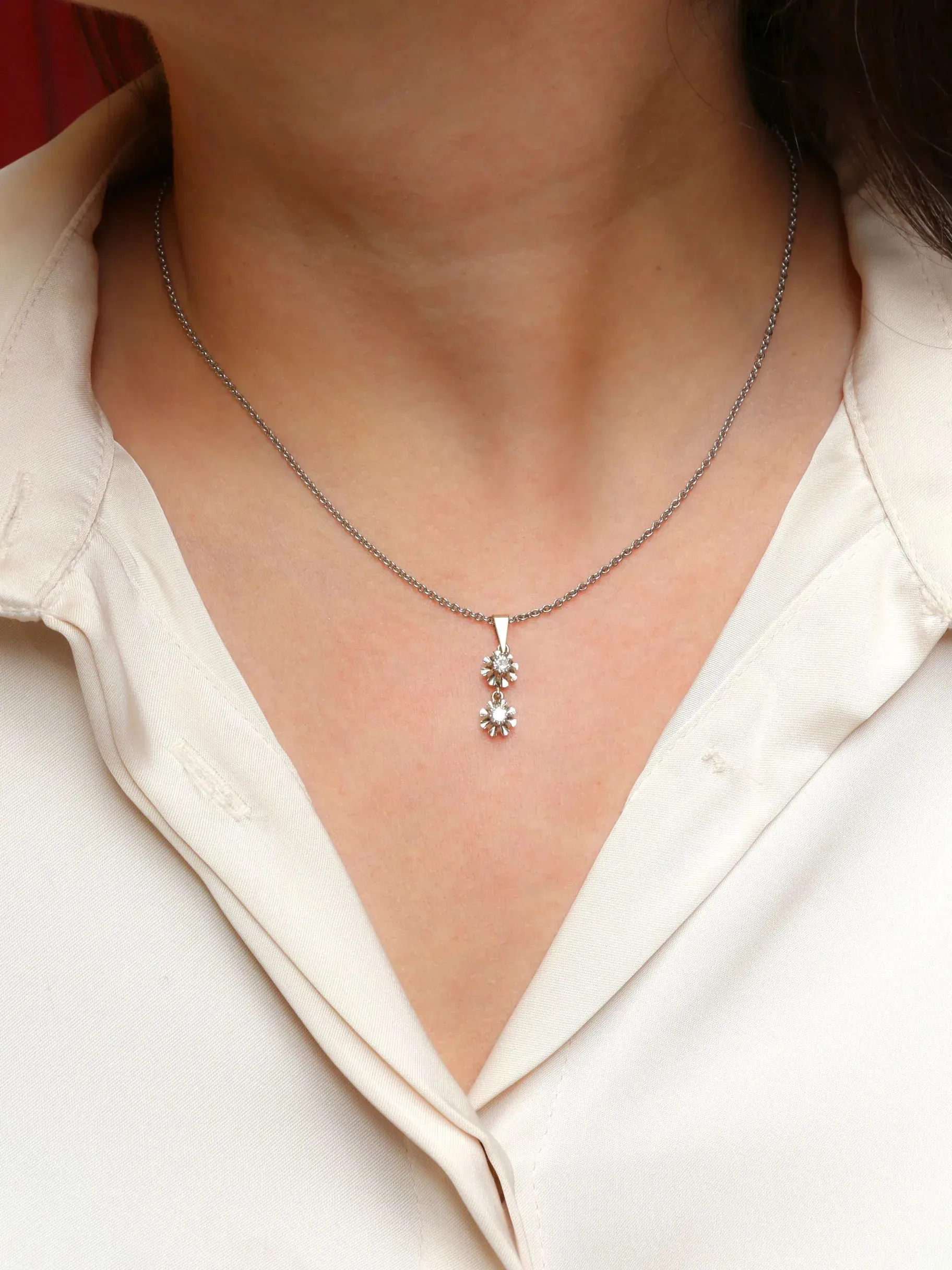 Pendentif or blanc diamants taille brillant 0,20 ct sold by 58 Facettes product image thumbnail 2