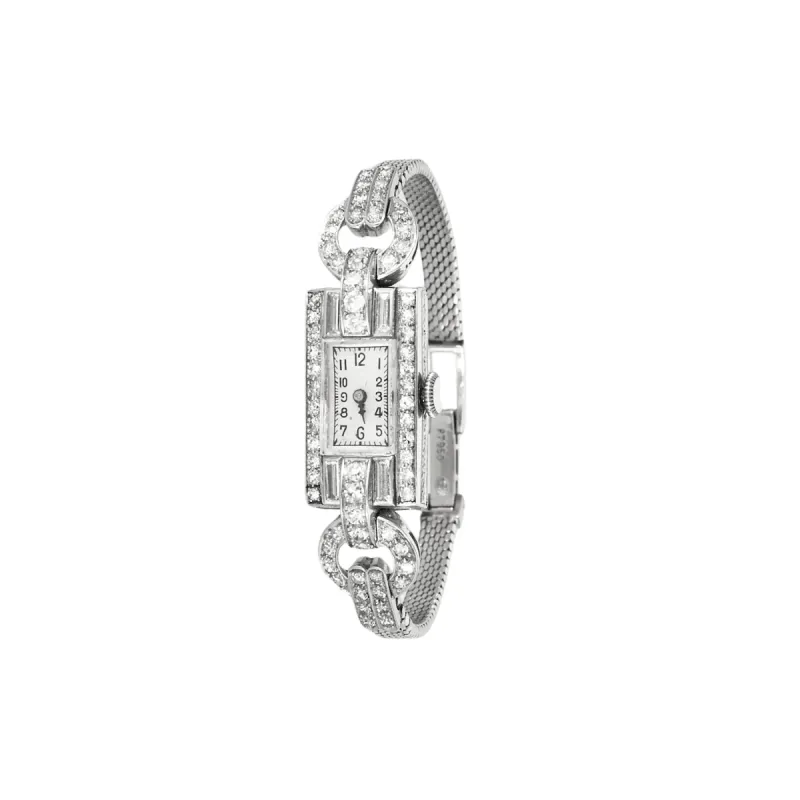 Montre Art Déco Platine et diamants made by 58 Facettes