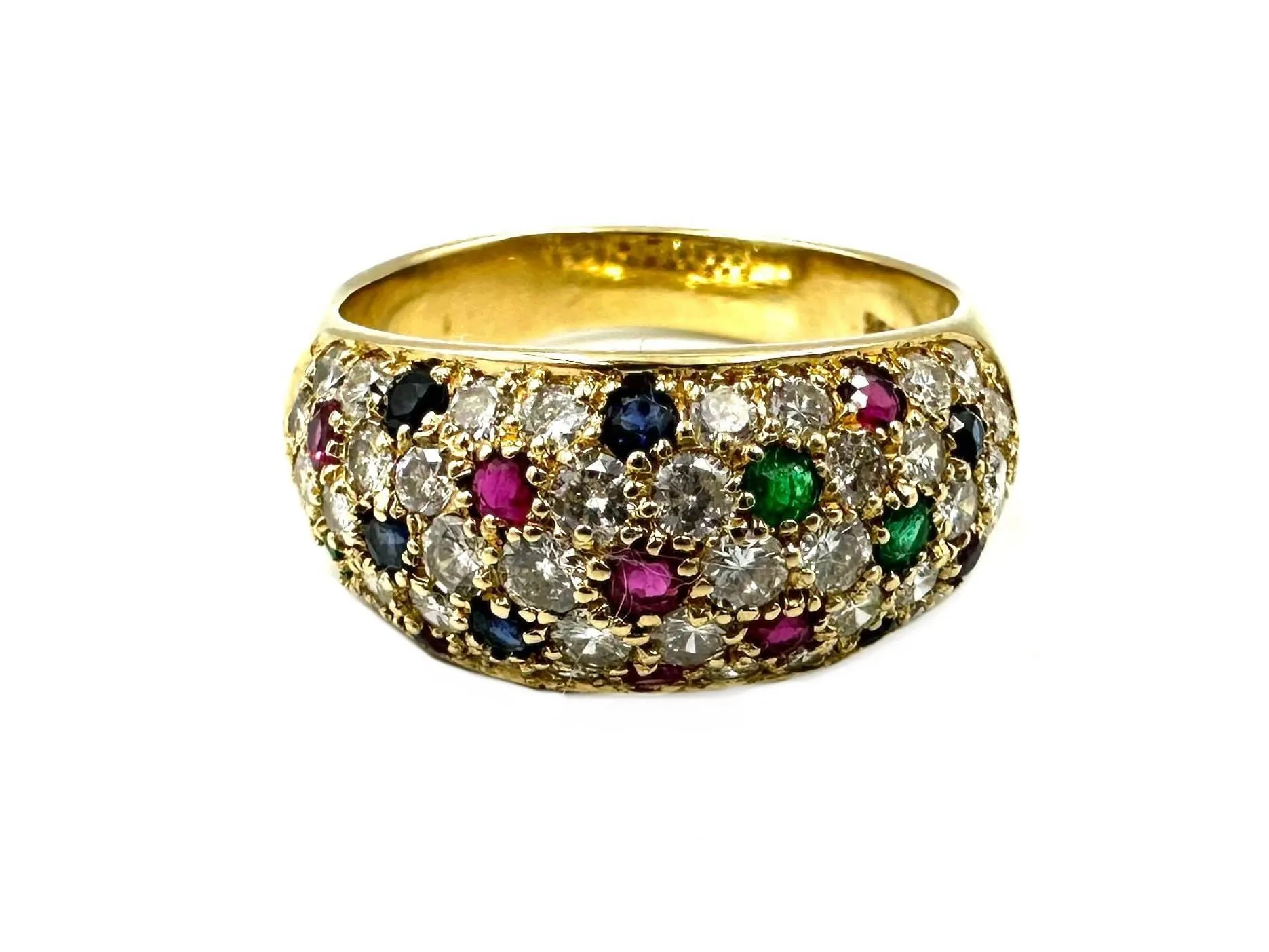Bague Jonc Vintage Tutti Frutti or, diamants, rubis, saphirs et émeraudes sold by 58 Facettes product image thumbnail 2