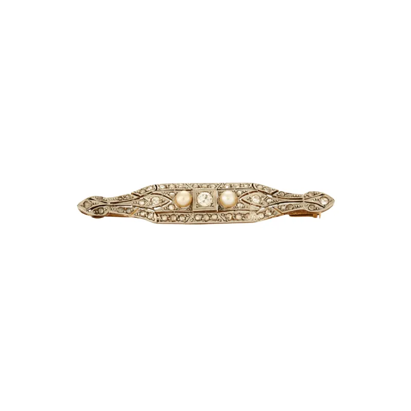 Broche Art Déco Diamants Perles sold by 58 Facettes